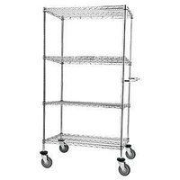 4 Tier Mesh Tier Solid Shelf Trolley - 910 x 460mm - Chrome