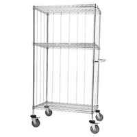 3 Shelf Laundry Linen Trolley - Chrome Wire - 910 x 460mm