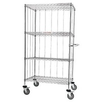 4 Shelf Laundry Linen Trolley - Chrome Wire - 910 x 460mm