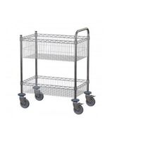 2 Tier Mesh Basket Trolley - 760 x 460mm - Chrome