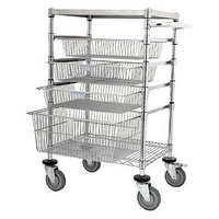 Hospital Mobile Storage - Chrome Wire - Sliding Basket Trolley
