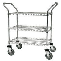 3 Deck Mesh Basket Trolley - 760 x 460mm - Chrome