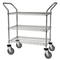 3 Tier Mesh Basket Trolley - 910 x 610mm - Chrome