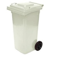 120L HDPE Wheelie Waste Bin- Natural - Food Grade - Australian Made