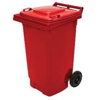 140L HDPE Wheelie Waste Bin - Red - Australian Made