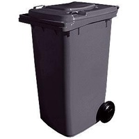 240L HDPE Wheelie Waste Bin - Grey - Australian Made