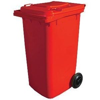 240L HDPE Wheelie Waste Bin - Red - Australian Made