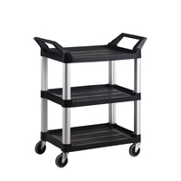3 Tier Service Utility Cart - Black 854 X 473 X 960mm
