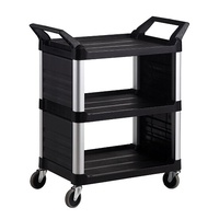 3 Tier Service Trolley W/Enclosed Ends - Black 854 x 473 x 960H