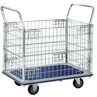 500KG Platform Trolley With Mesh Sides - Vinyl Top - 1225 x 760mm - Chrome