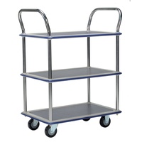 220KG 2 Deck Trolley With Vinyl Top - 785 x 485mm - Chrome