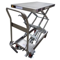 100KG Manual Scissor Lift Trolley - 700 x 445mm Deck - 1220mm Lift - Stainless Steel