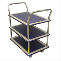 250kg Rated 3 Tier Trolley With Vinyl Top - 740 x 480mm - Chrome