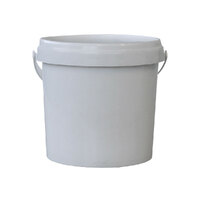 1L Plastic Round Paint Chemical Container Can - Plastic Handle - White