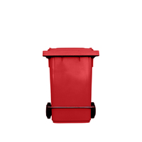 80L Industrial Wheelie Waste Bin With Lid Lifter - Red