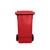 120L Industrial Wheelie Waste Bin With Lid Lifter - Red
