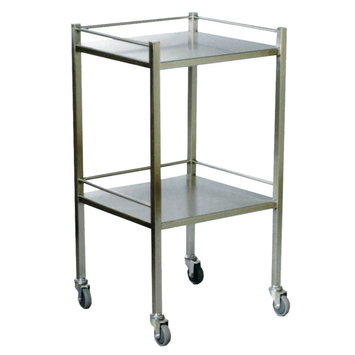 Stainless Steel Dressing Clinicart Trolley Instrument - 2 Tier with Rails - 600 x 490mm