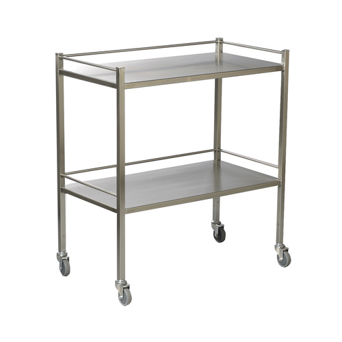 Stainless Steel Dressing Clinicart Trolley Instrument - 2 Tier with Rails - 1000 x 490mm