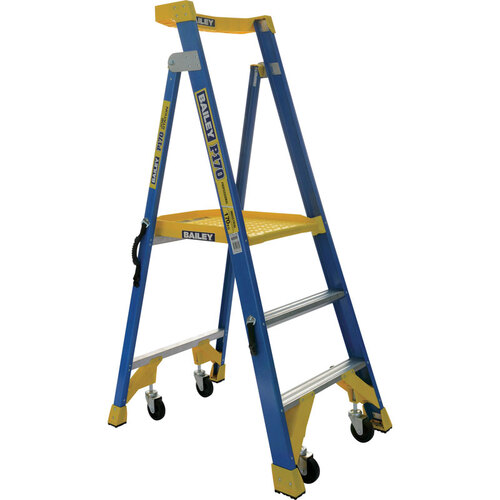 Bailey 3 Steps P170 Fibreglass Platform Step Ladder Job Station - 170kg Rated - 0.9m