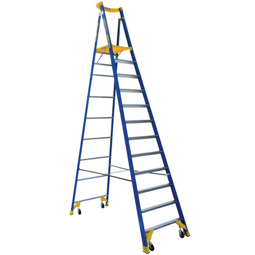 Bailey 12 Steps P170 Fibreglass Platform Step Ladder Job Station - 170kg Rated - 3.4m