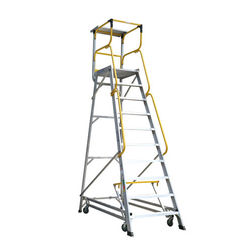 Bailey 10 Steps 200kg Rated Ladderweld Order Picking Aluminium Ladder - 2.7m