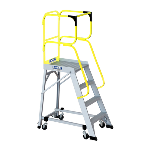 Bailey 4 Steps 150kg Rated Ladder Order Picking Platform Aluminium Industrial - 1.1m