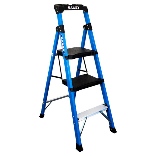 Bailey 135kg Rated 3 Step TRADE LYTE Twin Fibreglass Platform Stepladder