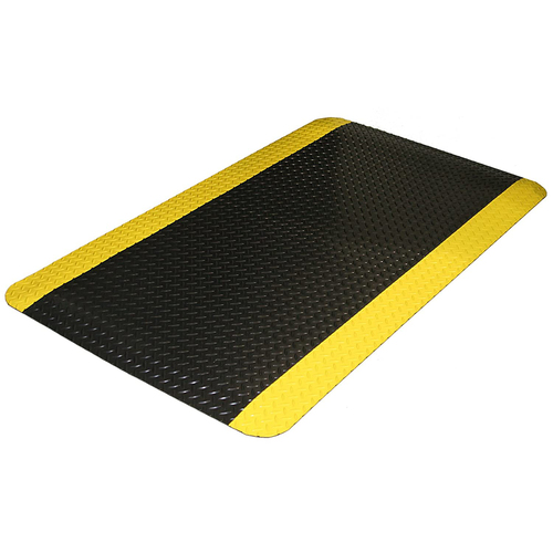 Ultra Comfort Anti Fatigue Floor Mat - Anti Slip - 900 x 600mm - Yellow Border