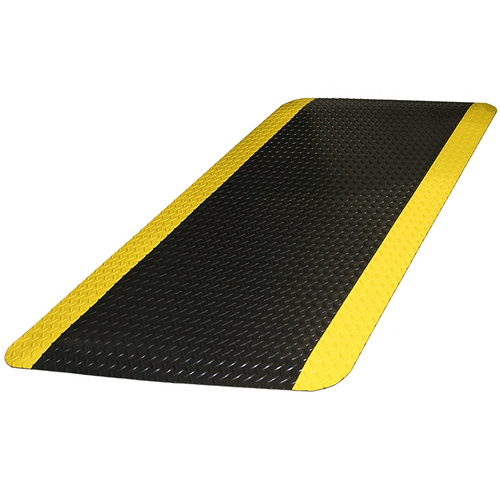 Ultra Comfort Anti Fatigue Floor Mat - Anti Slip - 900 x 1500mm - Yellow Border