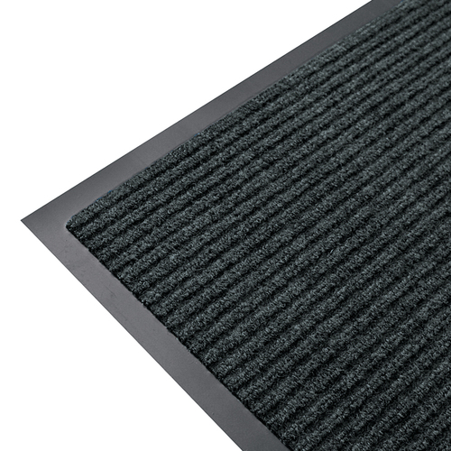 Anti Slip Ribbed Entrance Floor Mat - PVC - 600 x 900mm - Pepper