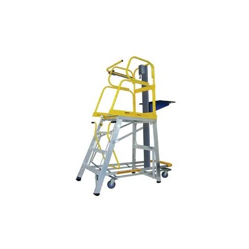Stockmaster 60kg Rated Mobile Order Picker Ladder Lift Truk - Manual - 1.4m