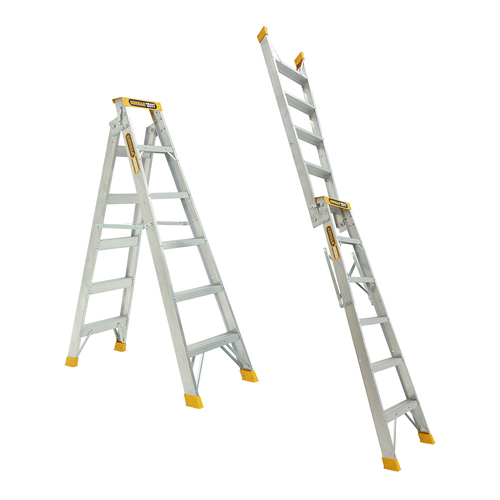Dual purpose (double sided) 180kg Rated Heavy Duty Industrial Aluminium Ladder 1.8m - 3.3m (6-11ft)