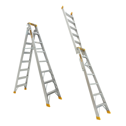 Dual purpose (double sided) 180kg Rated Heavy Duty Industrial Aluminium Ladder 2.1m - 3.9m (7ft -13ft)
