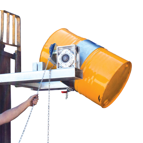 400kg Rated Industrial Drum Rotator - Forklift Attachment - Chain Operated