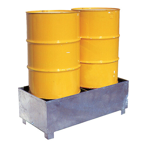 2 Drum Bund Spill Deck Pallet - 250 litre - Zinc Finish