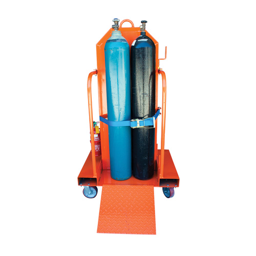 500kg Rated Handtruck Hand Trolley Oxygen Gas Acetylene Trolley - 4 x Cylinder
