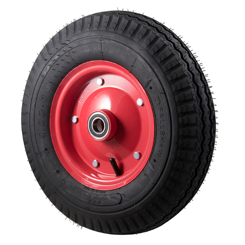 360kg Rated Pneumatic Wheel Tyre - Steel Centre - 400mm x 100mm - Precision Ball Bearing - 25.4mm