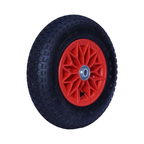 200kg Rated Pneumatic Wheel Tyre - Plastic Centre - 400mm x 100mm - Deep Groove Ball Bearing