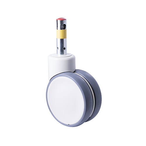 100kg Rated Hospital Castor Central Locking - Twin Polyurethane Wheel - 150mm - Total Brake- Ball Bearing