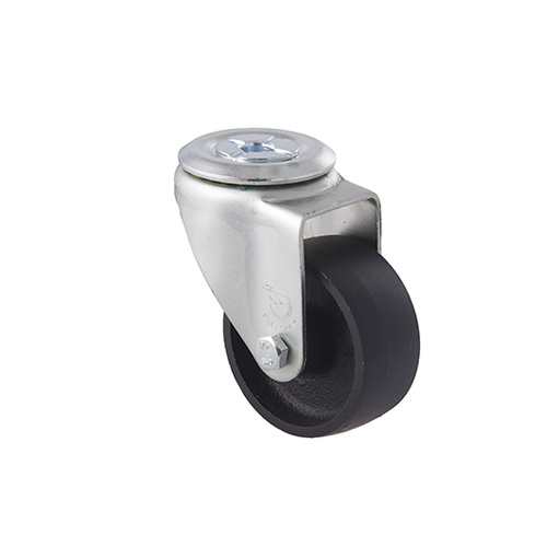 100kg Rated High Temp Castor - Cast Iron Wheel - 75mm - Bolt Hole Swivel - 200°C to 400°C