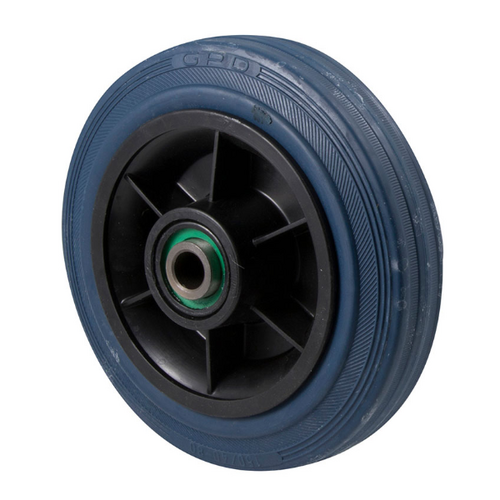 230kg Rated Blue Rubber Flat Wheel - 150 x 40mm - Roller Bearing