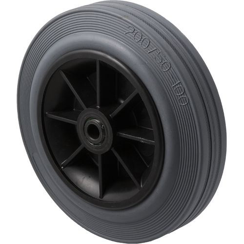 190kg Rated Grey Rubber Wheel - 200 x 50mm - Roller Bearing