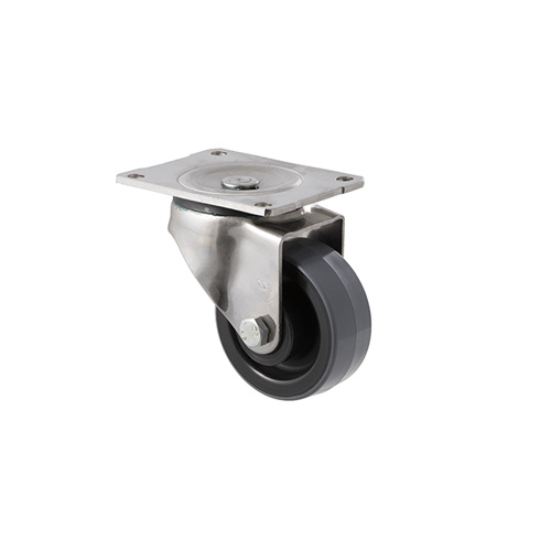 300kg Rated Industrial Polyurethane Castor - Nylon Tyre - 100mm - Plate Swivel - Plain Bearing - ISO