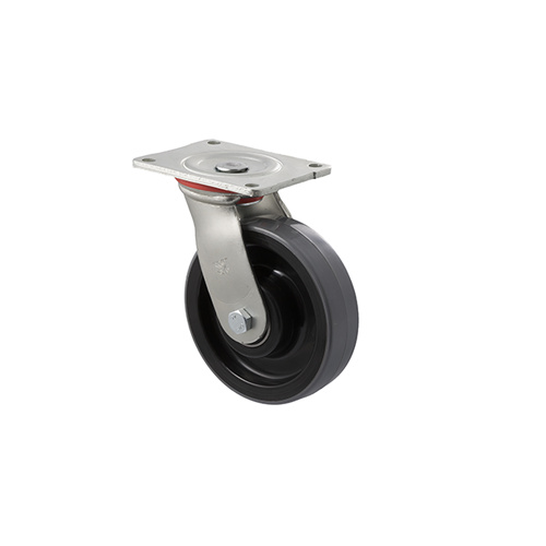 450kg Rated Industrial Polyurethane Castor - Nylon Tyre - 150mm - Plate Swivel - Plain Bearing - NA