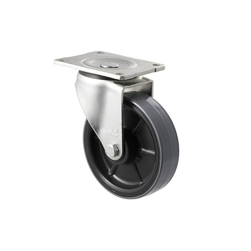 450kg Rated Industrial Polyurethane Castor - Nylon Tyre - 150mm - Plate Swivel - Plain Bearing - ISO