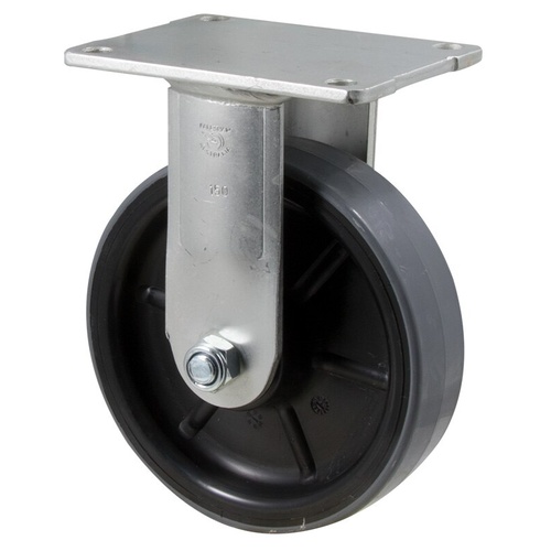 450kg Rated Industrial Polyurethane Castor - Nylon Tyre - 150mm - Plate Fixed - Plain Bearing - ISO