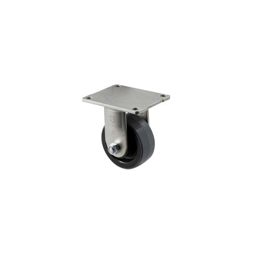350kg Rated Industrial Polyurethane Castor - Nylon Tyre - 125mm - Plate Fixed - Roller Bearing - NA