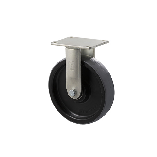 500kg Rated Industrial Polyurethane Castor - Nylon Tyre - 200mm - Plate Fixed - Roller Bearing - ISO