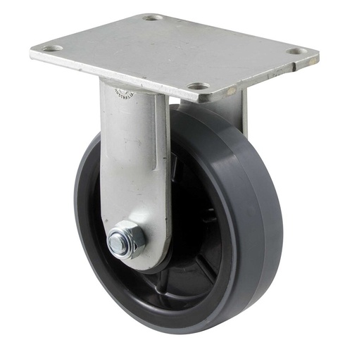 350kg Rated Industrial Stainless Steel Polyurethane Castor - Nylon Tyre- 125mm - Plate Fixed - Roller Bearing - ISO