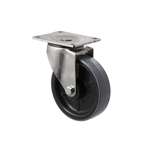 450kg Rated Industrial Stainless Steel Polyurethane Castor - Nylon Tyre- 150mm - Plate Swivel - Roller Bearing - NA